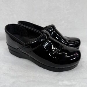 Dansko Professional Black Patent Leather Clogs Womens 39 Nursing Work Shoes